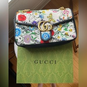 Gucci x Balenciaga The Hacker Project GG Marmont Crossbody Bag, Matelasse Floral